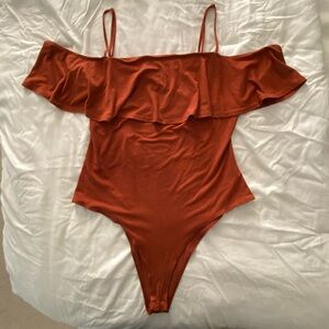 Suede Off the Shoulders Bodysuit